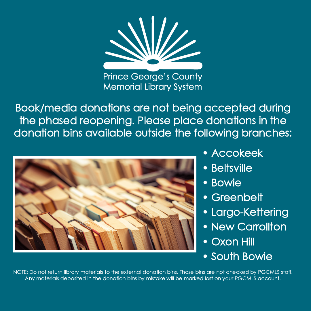 The library is not accepting donations at these branches
