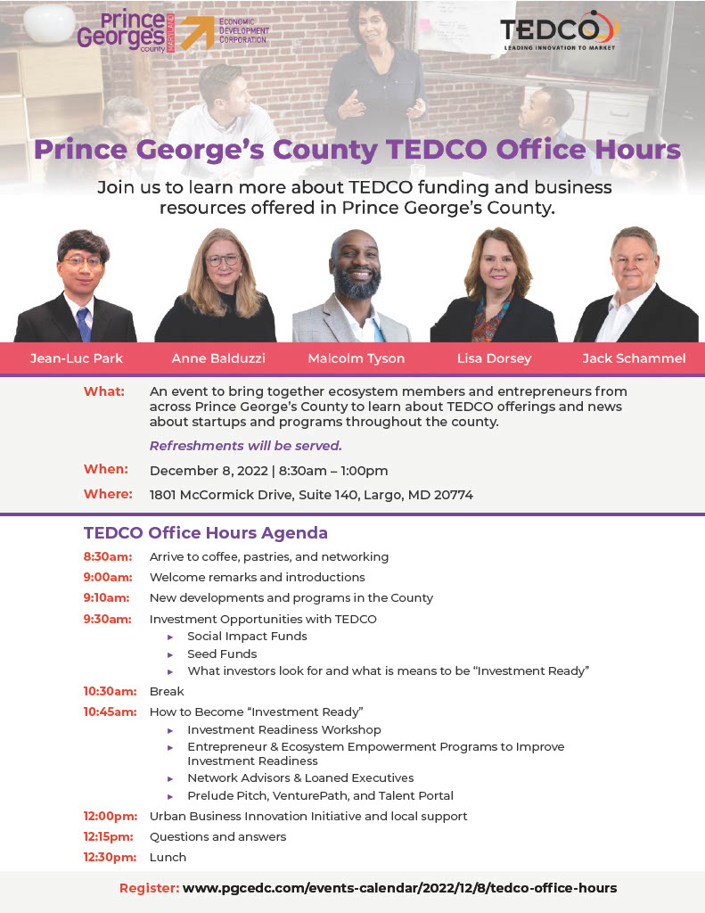 TEDCO Office Hours flyer