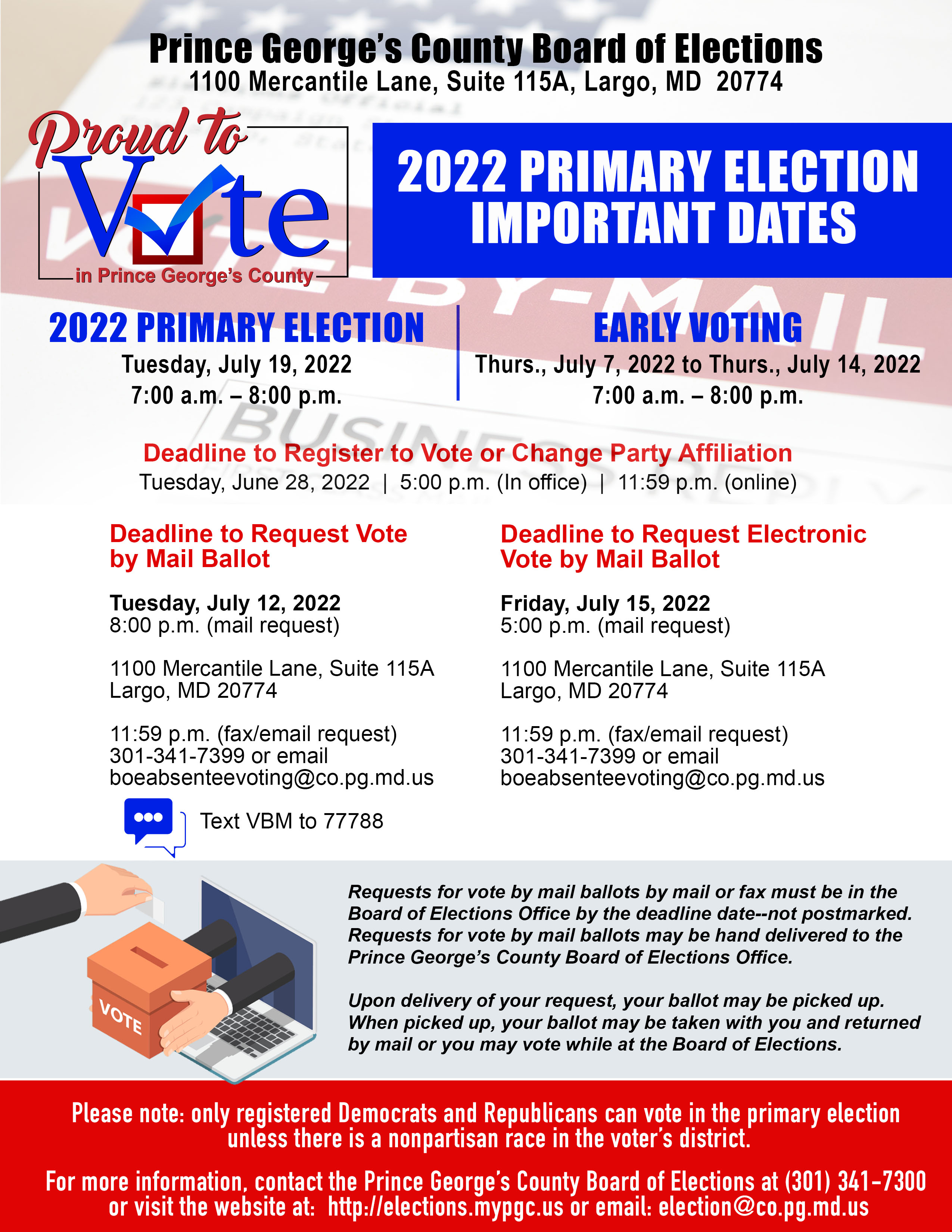 2022 Primary Election Important Dates