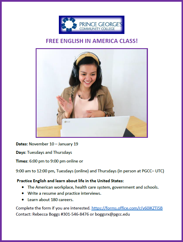FREE ENGLISH IN AMERICA CLASS!