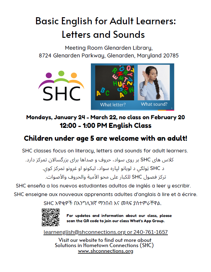 Basic English for Adult Learners: Letters and Sounds - Glenarden